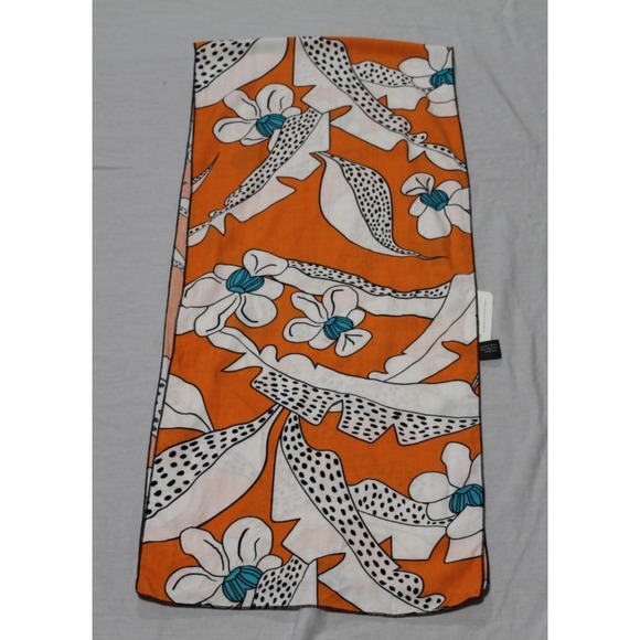 Dana Herbert Accessories - Dana Herbert Orange Floral Scarf Handmade Rayon Rectangle 13x60 NWT